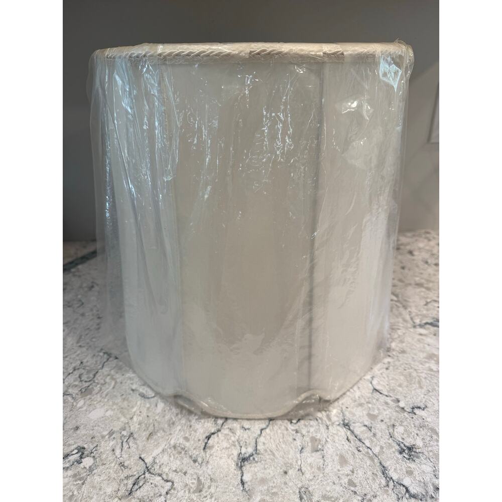 Tall Decorative Lampshade w Scalloped Edge Ivory White 20"